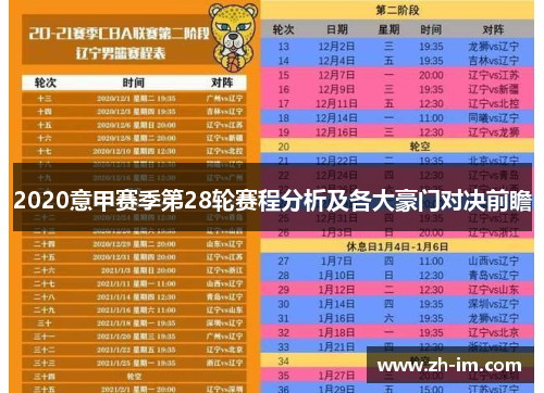 2020意甲赛季第28轮赛程分析及各大豪门对决前瞻